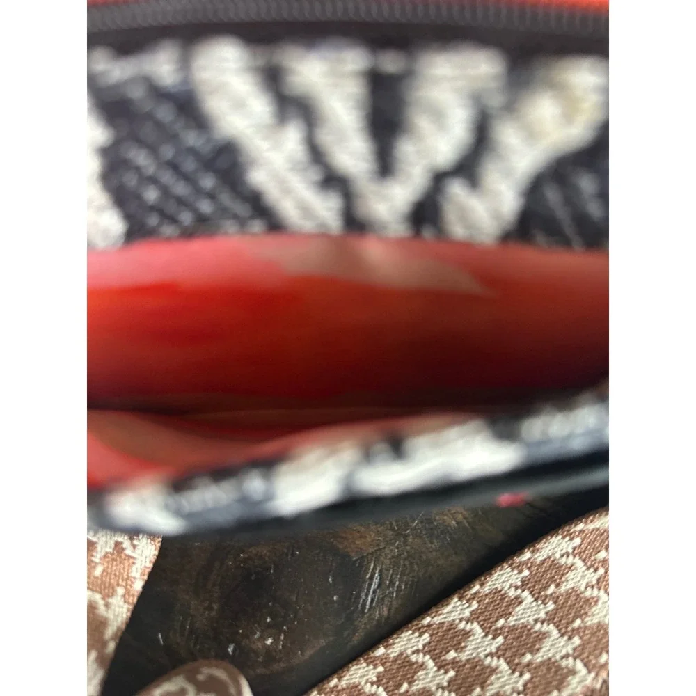 Lucky Brand Ikat Crossbody Wallet Bag Woven Black Cream Boho Adjustable Strap